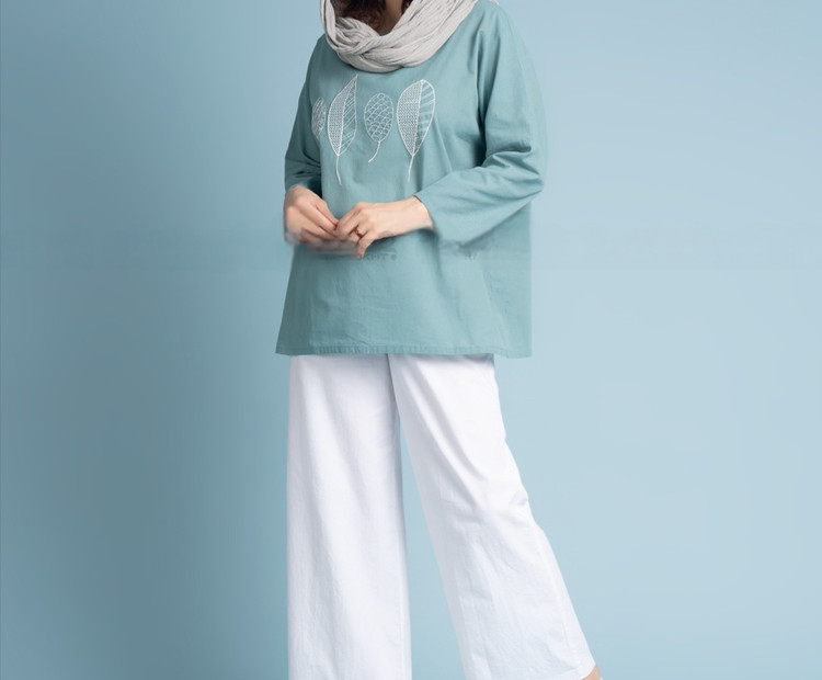 تونیک آستین کیمونو گلدوزی شده